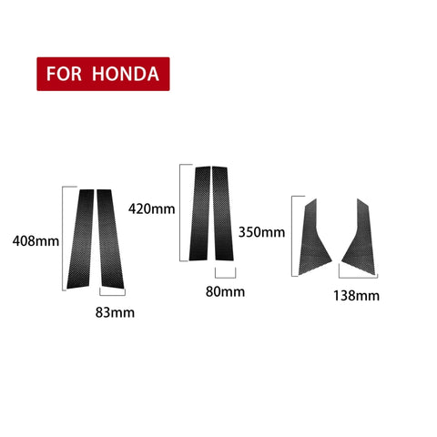 Adesivo decorativo per montante B in fibra di carbonio 6 in 1 per Honda Accord di decima generazione 2018-2021, guida a destra ea sinistra universale, B-pillar