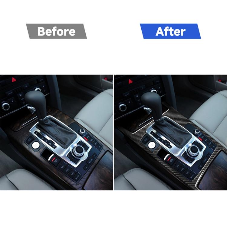 Car Carbon Fiber Gear Shift Position + Side Panel Decorative Sticker for Audi A6 2005-2011, Left Drive, Low Configuration                               ...