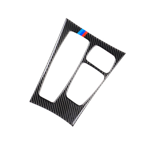 Adesivo decorativo per pannello ingranaggi tricolore in fibra di carbonio per auto per BMW X5 2008-2013 / X6 2009-2014, configurazione di basso livello con guida a sinistra, Gear Panel(Tricolor)