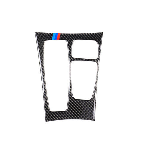 Adesivo decorativo per pannello ingranaggi tricolore in fibra di carbonio per auto per BMW X5 2008-2013 / X6 2009-2014, configurazione di basso livello con guida a sinistra, Gear Panel(Tricolor)