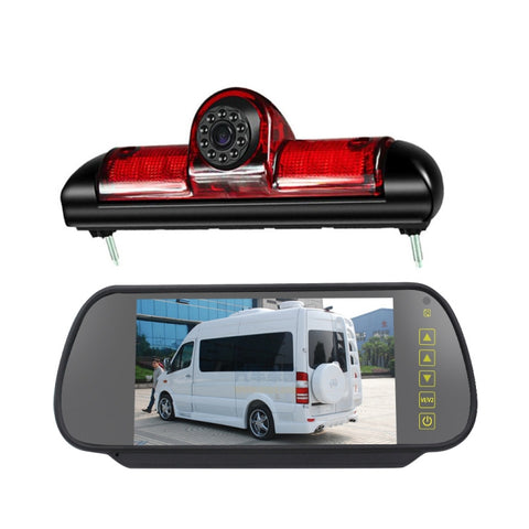 PZ460 Telecamera per luce freno HD impermeabile ad alta posizione per auto + monitor retrovisore da 7 pollici per Fiat / Citroen / Peugeot, PZ460 + 7 pollici Rearview Monitor