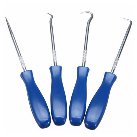 Ensemble de 4 outils et crochets pour voiture, joint torique, paraolio, guarnizione, strattore, ustensile manuel artisanal, set d'instruments pour rimozione auto, extracteur de joint d'huile (bleu), extracteur de joint d'huile (jaune)