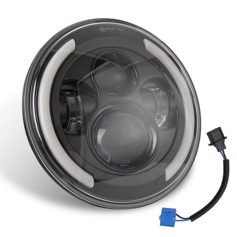 Fari a LED per auto a forma rotonda H4 / H13 da 7 pollici DC 9V-30V 3000LM 3000K-6000K 25W per Jeep Wrangler, con Angel Eye, per Jeep Wrangler, per Jeep Wrangler (luce blu)