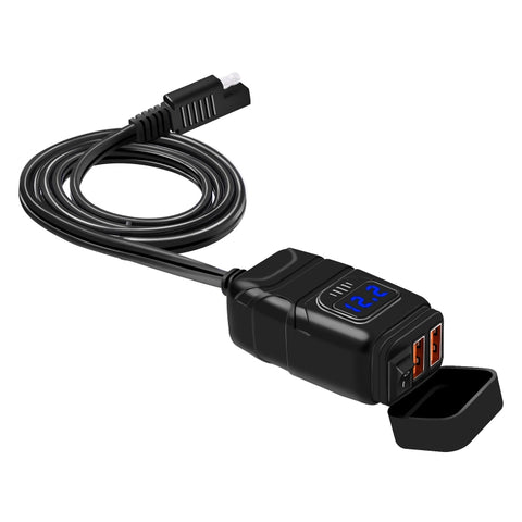 Adattatore per presa di corrente per caricabatterie USB a doppia porta super veloce universale per auto con voltmetro digitale a LED