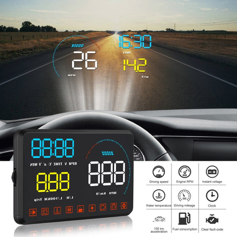 A9 Display Head Up montato su veicolo HUD OBD2 universale da 5,5 pollici, A9(Blue), A9(Yellow)