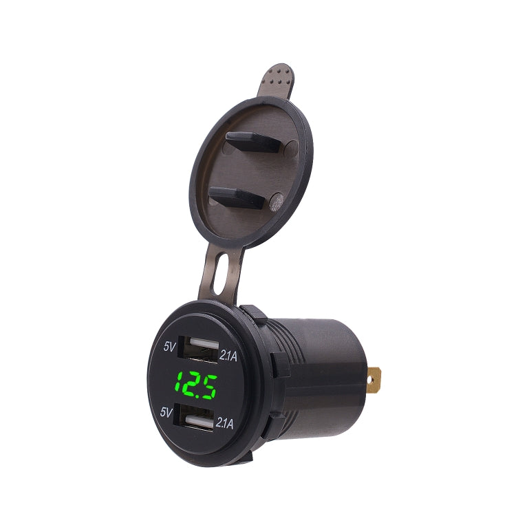 Universal Car Dual Port USB Charger Power Outlet Adapter 4.2A 5V IP66 with LED Digital Voltmeter + 60cm Cable, 4.2A Voltmeter + 60cm Cable(Red Light)   ...