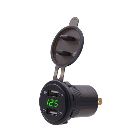 Adattatore per presa di corrente per caricabatterie USB doppia porta universale per auto 4.2A 5V IP66 con voltmetro digitale LED + cavo da 60 cm, 4.2A Voltmeter + 60cm Cable(Blue Light), 4.2A Voltmeter + 60cm Cable(Green Light)