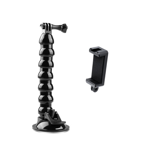 Supporto con morsetto flessibile a ganasce a ventosa esteso con morsetto per telefono con scarpa fredda, supporto a ventosa esteso con morsetto per telefono con scarpa fredda