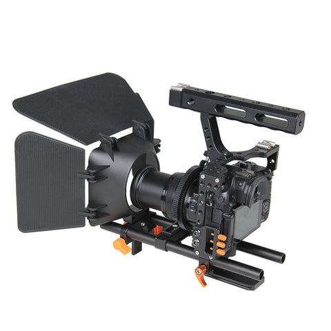 Il set di gabbie A7 YELANGU YLG1105A include stabilizzatore per gabbia per videocamera / Follow Focus / Matte Box per Sony GH4 / A7S / A7 / A7R / A72 / A7RII / A7SII / A6000 / A6500 / A6300 / A7R3 / A7S3 / A7R4