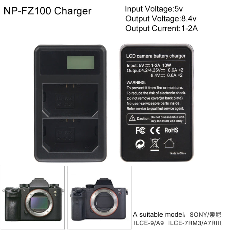 caricabatteria-con-display-lcd-digitale-a-doppio-canale-con-porta-usb-per-batteria-sony-np-fz100-compatibile-con-sony-a9-ilce-9-dual-np-fz100-battery - immagine 4
