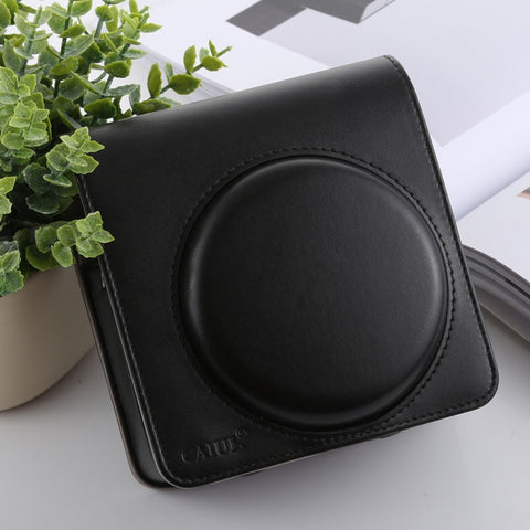 Borsa custodia in pelle PU per fotocamera full body stile retrò con cinturino per FUJIFILM instax SQUARE SQ6, For FUJI SQ6