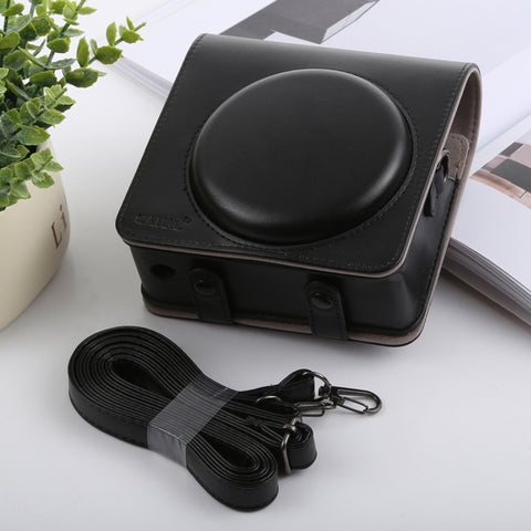 Borsa custodia in pelle PU per fotocamera full body stile retrò con cinturino per FUJIFILM instax SQUARE SQ6, For FUJI SQ6
