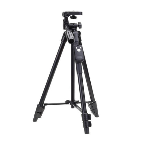 YUNTENG VCT-5208RM Supporto per treppiede con gamba in lega di alluminio e magnesio con telecomando Bluetooth, testa per treppiede e morsetto per telefono per fotocamera reflex e smartphone, altezza: 125 cm, VCT-5208