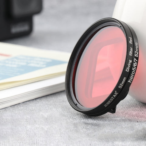 RUIGPRO per GoPro HERO 7/6/5 Professional 52mm Filtro per lenti di colore rosso con anello adattatore per filtro e copriobiettivo, Red Color Lens