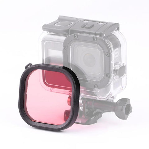 Filtro per lenti colorate per immersione con alloggiamento quadrato per GoPro HERO8 Custodia impermeabile originale nera, Pink, Purple, Red