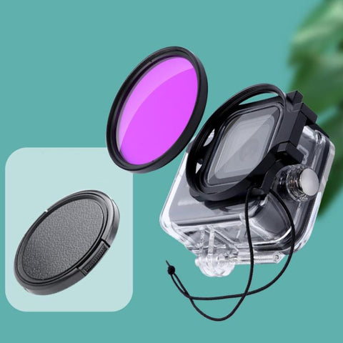 RUIGPRO per GoPro HERO8 Professional 58mm Colore Custodia per immersione Filtro per obiettivo + Custodia per immersione Custodia impermeabile con Anello adattatore per filtro e Copriobiettivo