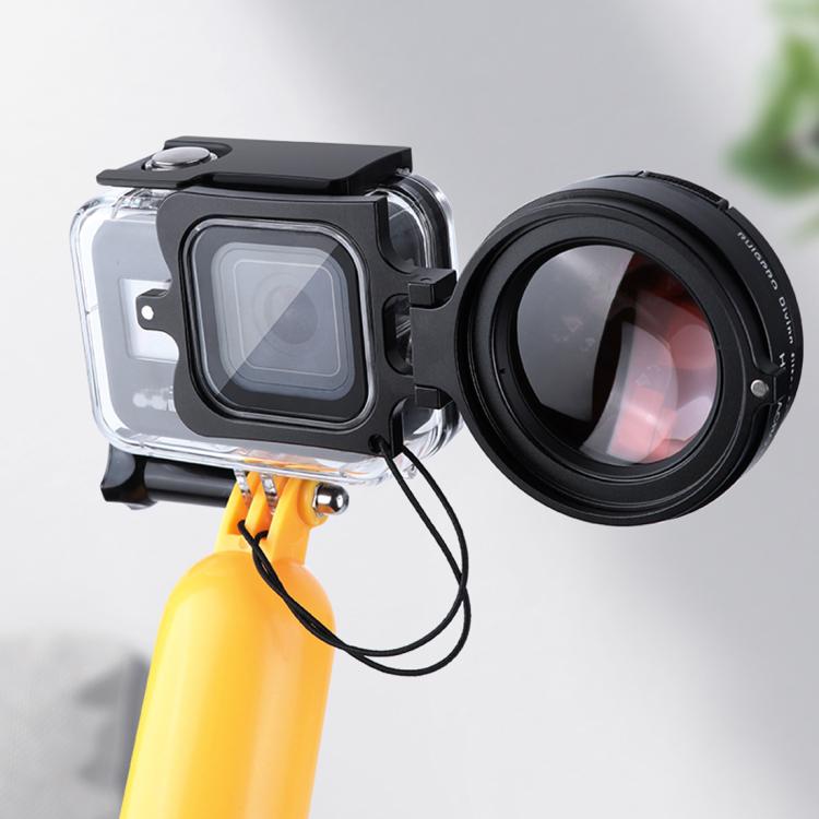 RUIGPRO per GoPro HERO8 Professional 58mm 16X Obiettivo Macro Filtro per alloggiamento per immersione + Custodia per immersione Custodia impermeabile con anello adattatore per filtro e copriobiettivo