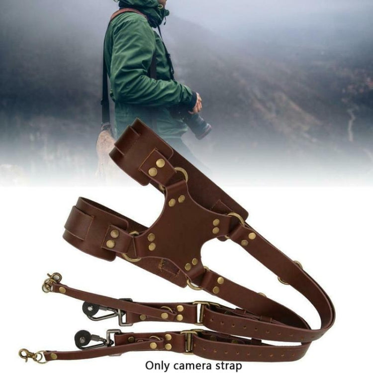 Tracolla per fotocamera con imbracatura in pelle a doppia spalla antiscivolo a sgancio rapido con gancio in metallo per fotocamere SLR / DSLR           ...