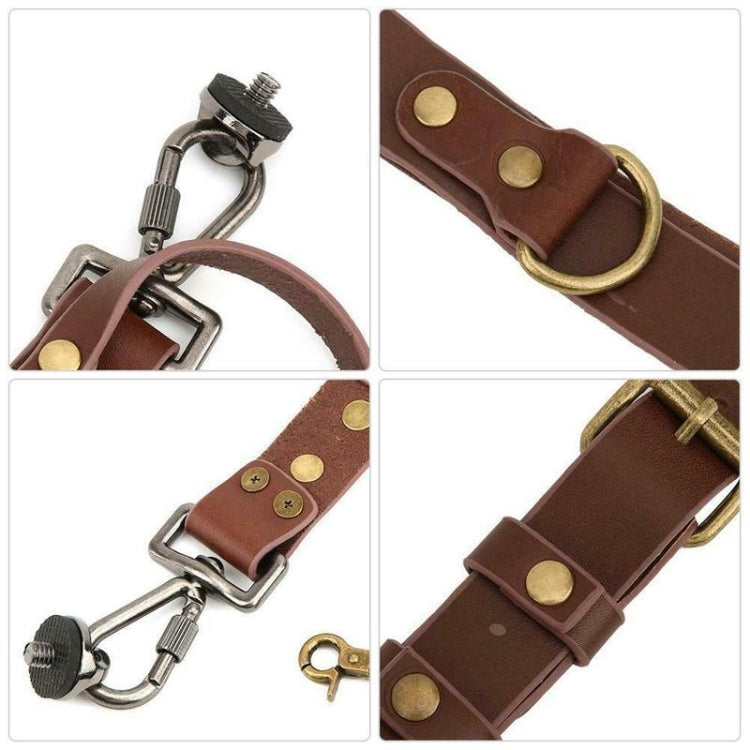Tracolla per fotocamera con imbracatura in pelle a doppia spalla antiscivolo a sgancio rapido con gancio in metallo per fotocamere SLR / DSLR           ...