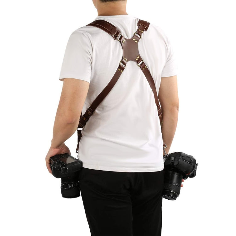 Tracolla per fotocamera con imbracatura in pelle a doppia spalla antiscivolo a sgancio rapido con gancio in metallo per fotocamere SLR / DSLR           ...