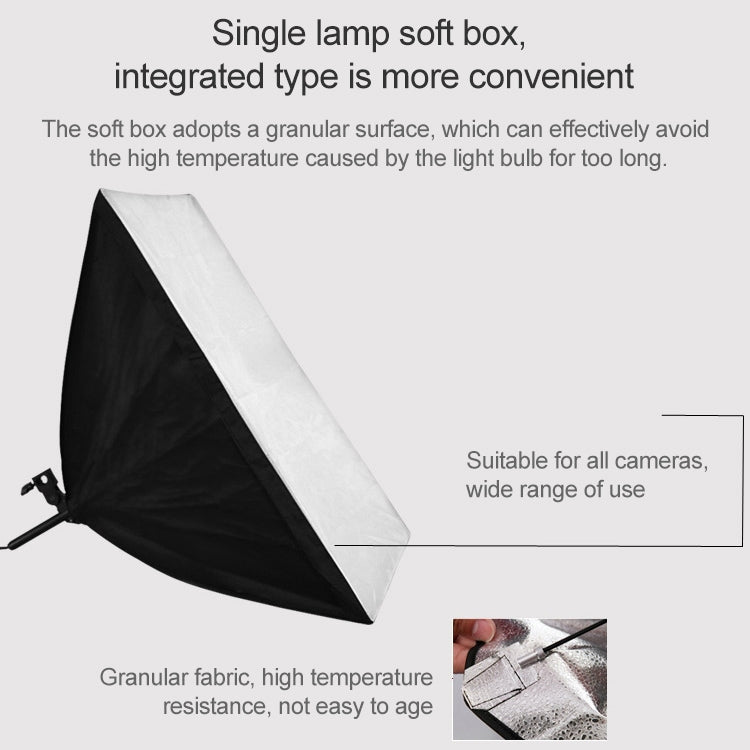 Softbox a luce singola 50x70 cm + supporto per treppiede per illuminazione fotografica da 2 m + set di luci per flash da studio con braccio trasversale