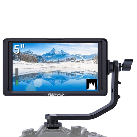 FEELWORLD F6S Full HD 1920x1080 Monitor da campo per fotocamera DSLR con schermo IPS da 5,0 pollici con braccio inclinabile, supporto ingresso/uscita HDTV 4K, F6S