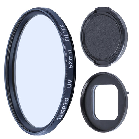 RUIGPRO per GoPro HERO10 Black / HERO9 Black Filtro obiettivo UV professionale da 52 mm con anello adattatore filtro e copriobiettivo