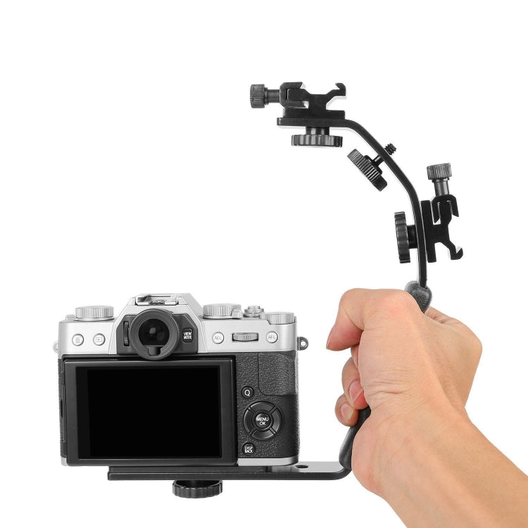 Supporto per fotocamera con staffa flash in alluminio a forma di L, L-Shaped