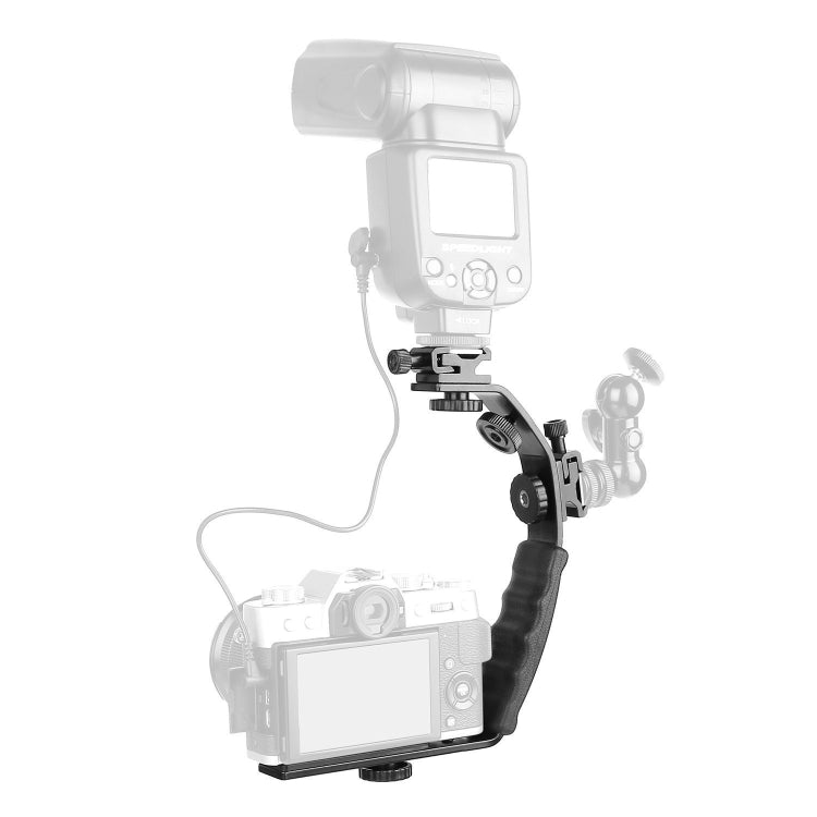 Supporto per fotocamera con staffa flash in alluminio a forma di L, L-Shaped