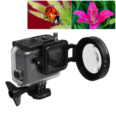 Per GoPro HERO5 Sport Action Camera Professional 58mm Obiettivo macro 16X Filtro ravvicinato con base per obiettivo e anello adattatore e cappuccio protettivo per obiettivo e cinturino anti-smarrimento e panno per la pulizia