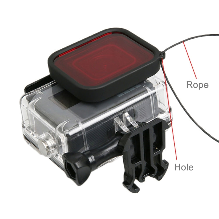 For GoPro HERO5 30m Waterproof PC & ABS Housing Protective Case + Camera Lens Red Quadrate Filter with Buckle Basic Mount & Long Screw & Anti-lost Hand ...