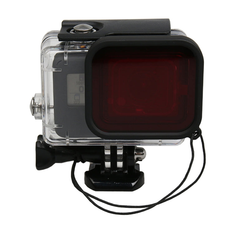 For GoPro HERO5 30m Waterproof PC & ABS Housing Protective Case + Camera Lens Red Quadrate Filter with Buckle Basic Mount & Long Screw & Anti-lost Hand ...