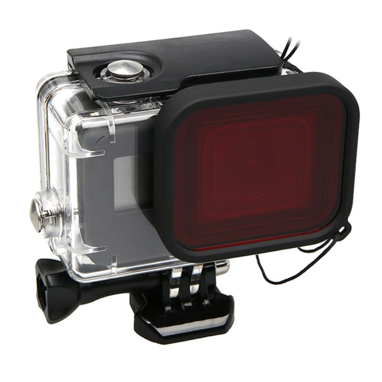 For GoPro HERO5 30m Waterproof PC & ABS Housing Protective Case + Camera Lens Red Quadrate Filter with Buckle Basic Mount & Long Screw & Anti-lost Hand ...