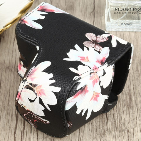 Custodia per fotocamera in pelle PU con motivo floreale per Sony A6000 / A6300 / A6400 / Nex 6