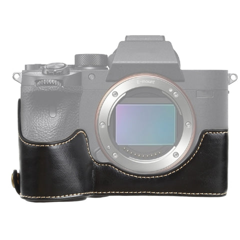 Base mezza custodia per fotocamera in pelle PU con filettatura da 1/4 di pollice per Sony ILCE-7RM4 / A7RM4 / A7R IV, For Sony ILCE-7RM4