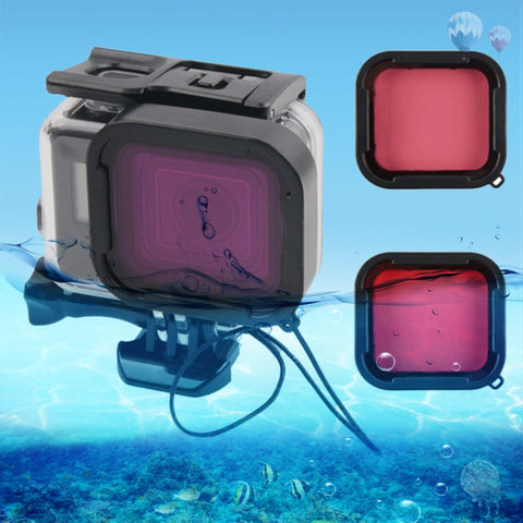 Custodia protettiva impermeabile da 45 m + cover posteriore touch screen per GoPro NEW HERO /HERO6 /5, con supporto base fibbia e vite e filtri (viola, rosso, rosa), non è necessario rimuovere l'obiettivo, Touch Screen + Filters (Transparent)