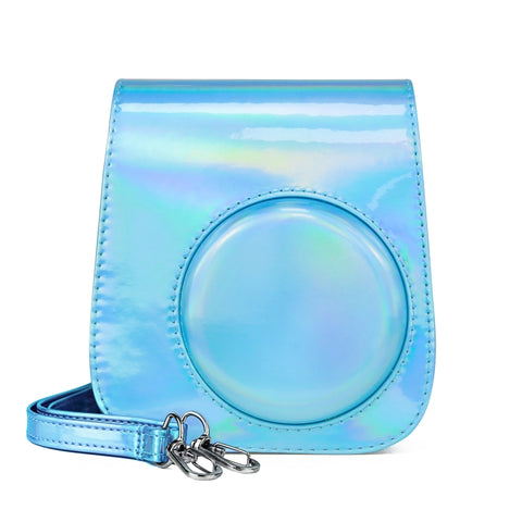 Borsa per fotocamera full body con custodia in pelle Aurora Color con tracolla per FUJIFILM Instax mini 11, Blue