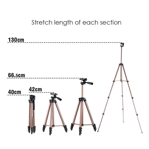 Supporto per treppiede pieghevole in lega di alluminio a 4 sezioni da 130 cm con testa tridimensionale, L-3130 Silver, L-3130 Black, L-3130 Champagne Gold
