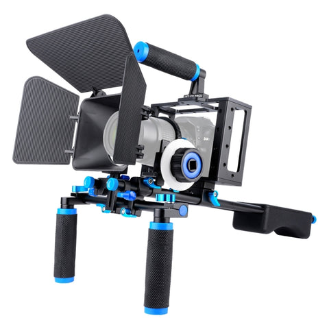 YELANGU D222 Support pour appareil photo avec double main + Kit stabilisateur gabbia pour appareil photo avec miroir opaque + Follow Focus pour appareil photo reflex numérique/caméra vidéo, D222