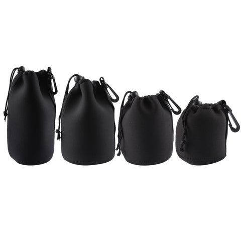 Borsa da trasporto per obiettivo fotocamera reflex in neoprene da 4 pezzi con moschettone, dimensioni: 10x22 cm, 10x14 cm, 10x18 cm, 8x10 cm, 4 Size