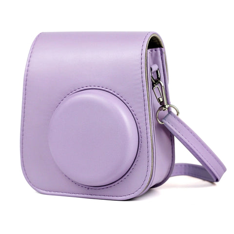 Custodia in pelle per fotocamera a corpo intero con tracolla per FUJIFILM Instax mini 11, Purple