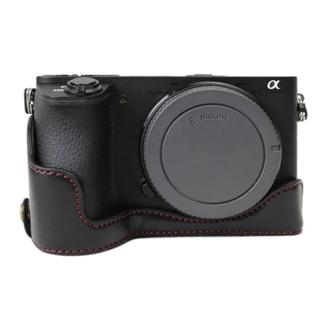 Base mezza custodia per fotocamera in pelle PU con filettatura da 1/4 di pollice per Sony ILCE-A6500 / A6500, For Sony ILCE-A6500 / A6500
