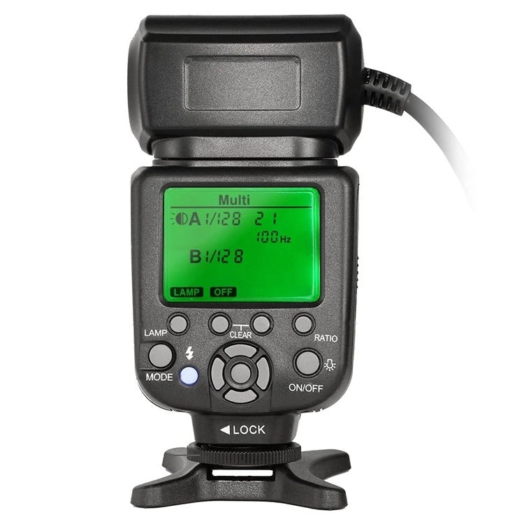 TRIOPO TR-15EX Flash ad anello macro TTL con 6 anelli adattatori di dimensioni diverse per Nikon I-TTL