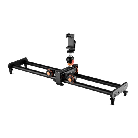 YELANGU L60E Binario di scorrimento da 60 cm + Carrello video a 3 ruote L4 con morsetto per telefono e testa a sfera, L60E+L4X+PC03+T1