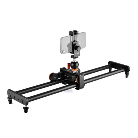 YELANGU L60E Binario di scorrimento da 60 cm + Carrello video a 3 ruote L4 con morsetto per telefono e testa a sfera, L60E+L4X+PC03+T1