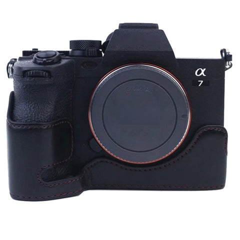 Base mezza custodia per fotocamera in pelle PU con filo da 1/4 di pollice per Sony A7 IV, For Sony A7 IV