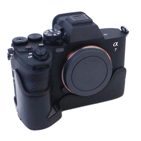 Base mezza custodia per fotocamera in pelle PU con filo da 1/4 di pollice per Sony A7 IV, For Sony A7 IV