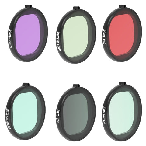 JSR Custodia rotonda Immersione 6 in 1 UV + CPL + 16X Macro + Filtro lente rosso + giallo + viola per GoPro HERO8 Nero, 6 in 1 Lens