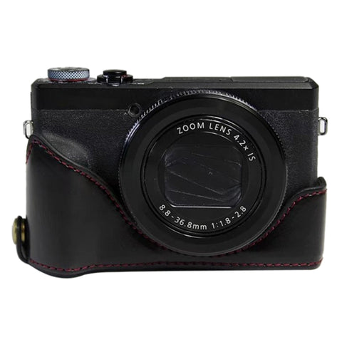 Base mezza custodia per fotocamera in pelle PU con filo da 1/4 di pollice per Canon G7 X Mark III / G7 X3, For Canon G7 X Mark III / G7 X3, For Canon G7 X Mark III