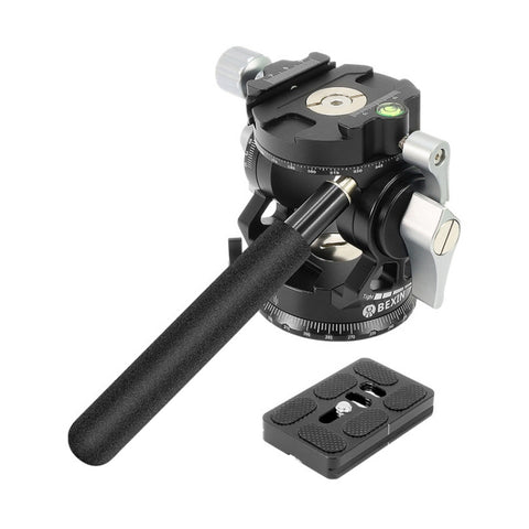 BEXIN DT-02R/S Testa fluida con azione treppiede panoramica 2D a 720 gradi per carichi pesanti con piastra a sgancio rapido, DT-02R/S